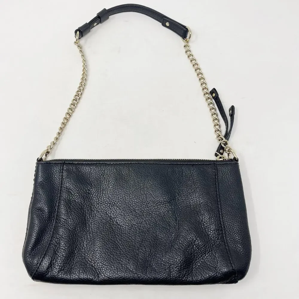 Kate Spade Black Berkshire Road Adela Shoulder Bag Chain Link Pebble Leather